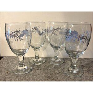 4 Phaltzgraff 7" Christmas Winter Frost Goblets/Iced Tea Glasses  #3048